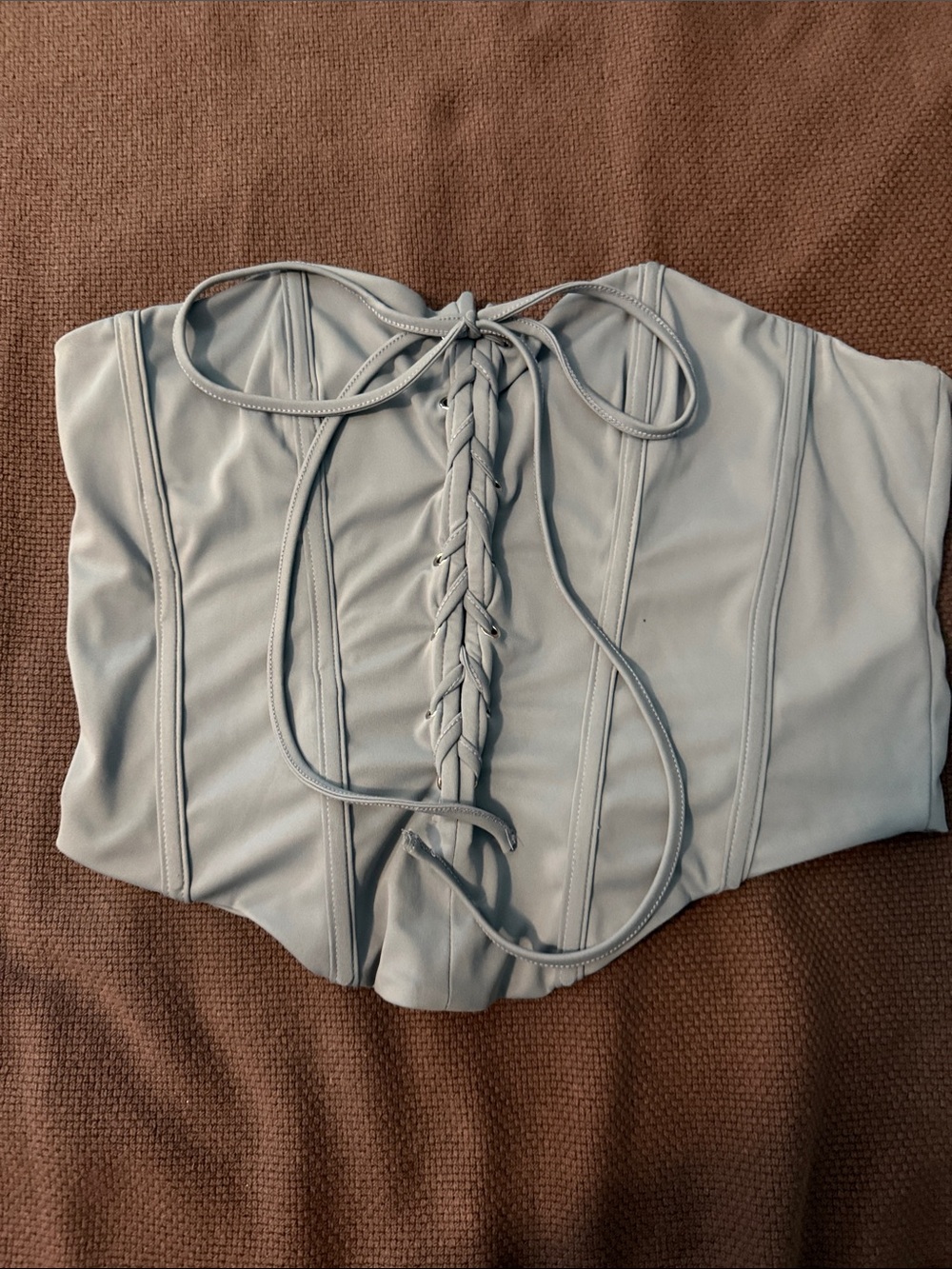 Edikted Women's Light Blue Lace-Up Corset Top